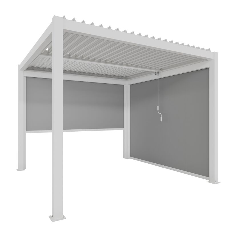 Pergola 'Shade' Aluminium weiß 3 x 3 m manuell inklusive 2 x Seitenmarkise 3 m manuell