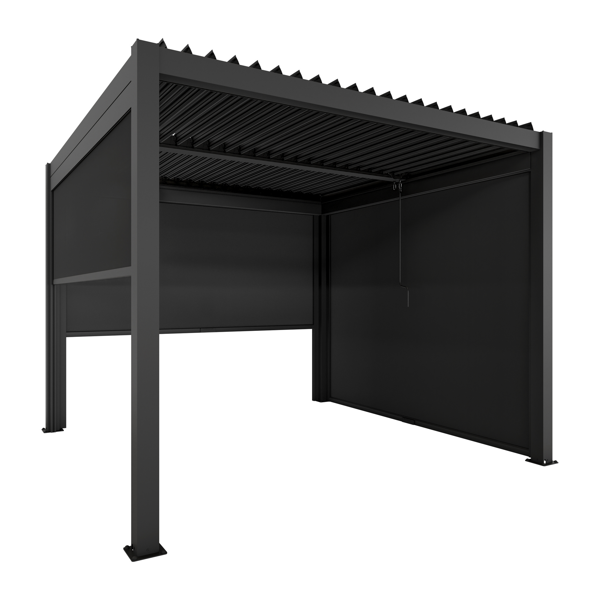 Pergola 'Shade' Aluminium dunkelgrau 3 x 3 m manuell inklusive 3 x Seitenmarkise 3 m manuell