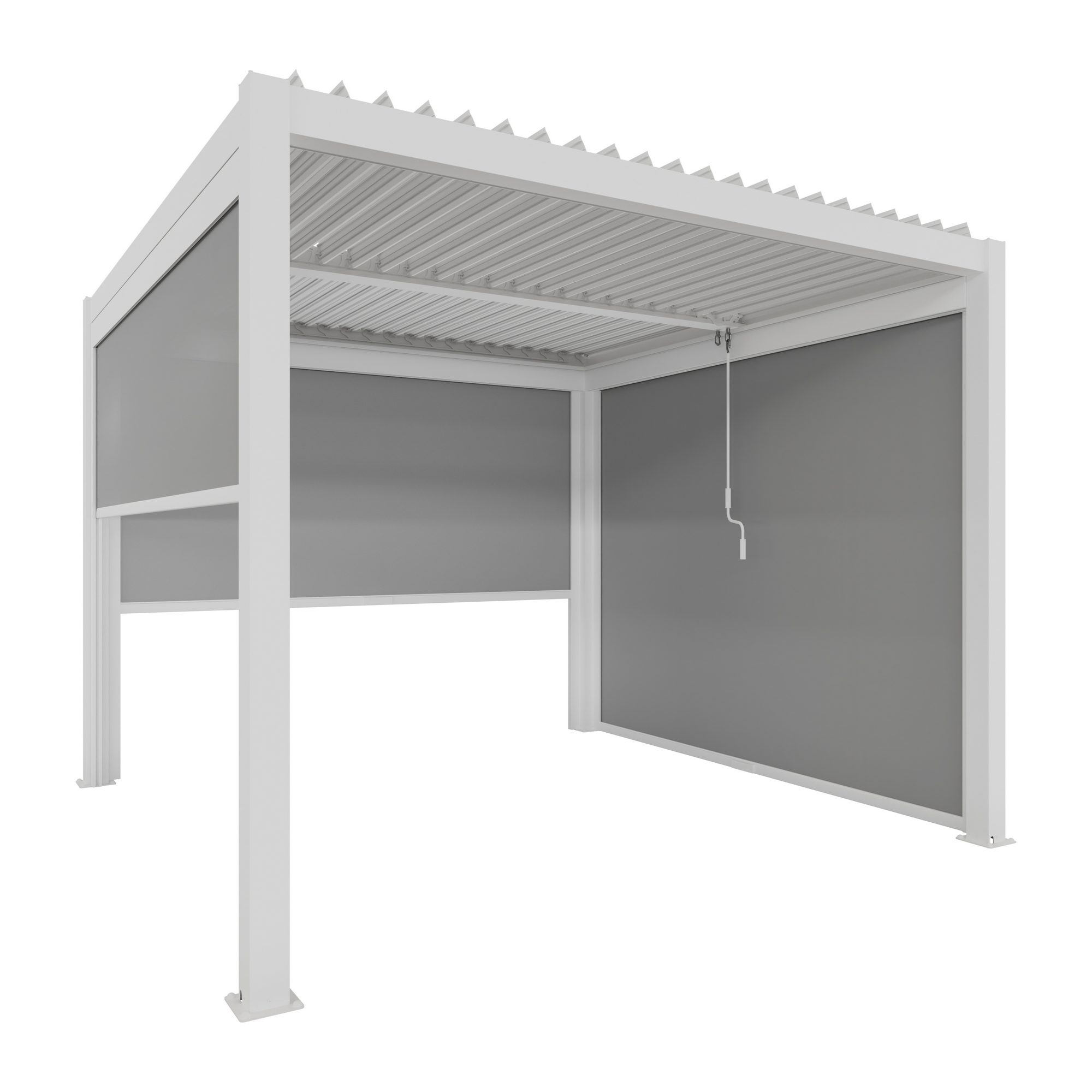 Pergola 'Shade' Aluminium weiß 3 x 3 m manuell inklusive 3 x Seitenmarkise 3 m manuell