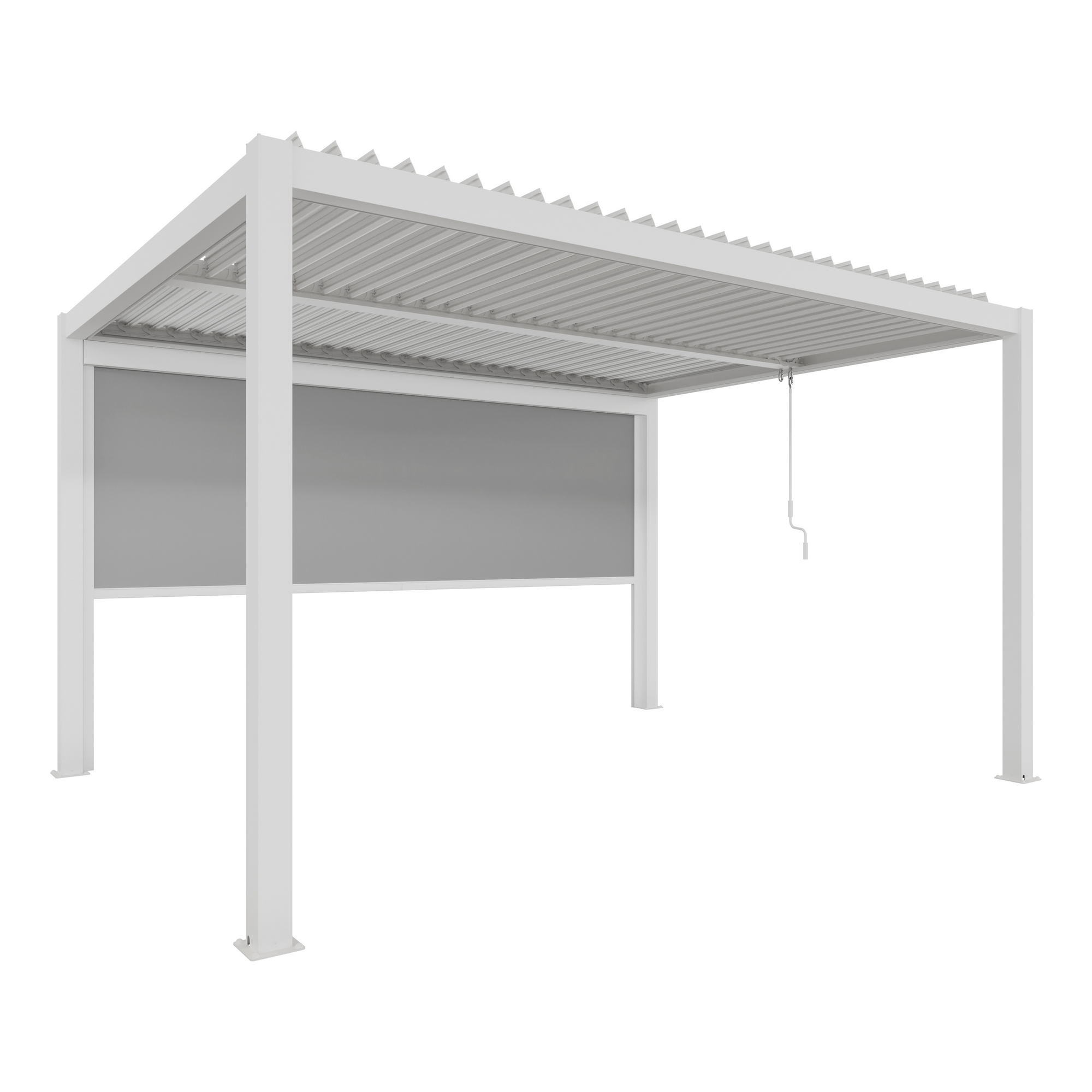 Pergola 'Shade' Aluminium weiß 3 x 4 m manuell inklusive 1 x Seitenmarkise 4 m manuell