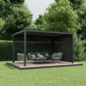 Pergola 'Shade' Aluminium dunkelgrau 3 x 4 m manuell inklusive 1 x Seitenmarkise 4 m manuell und 1 x Seitenmarkise 3 m manuell