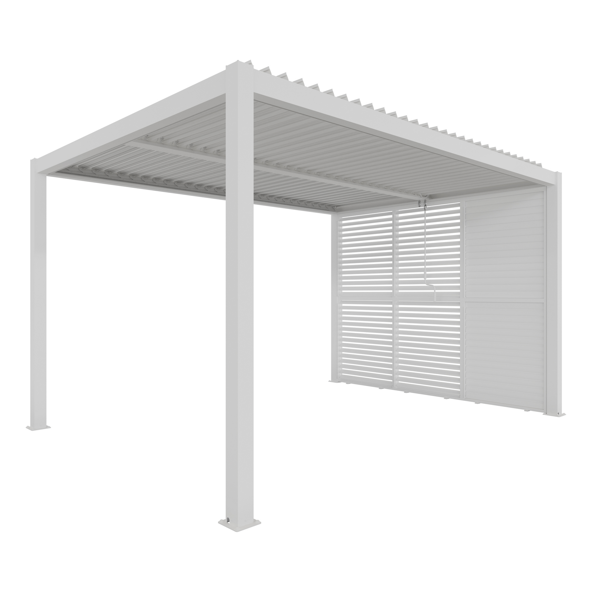 Pergola 'Shade' Aluminium weiß 3 x 4 m manuell inklusive 3 x Lamellenwand 0,9 m (verstellbar)
