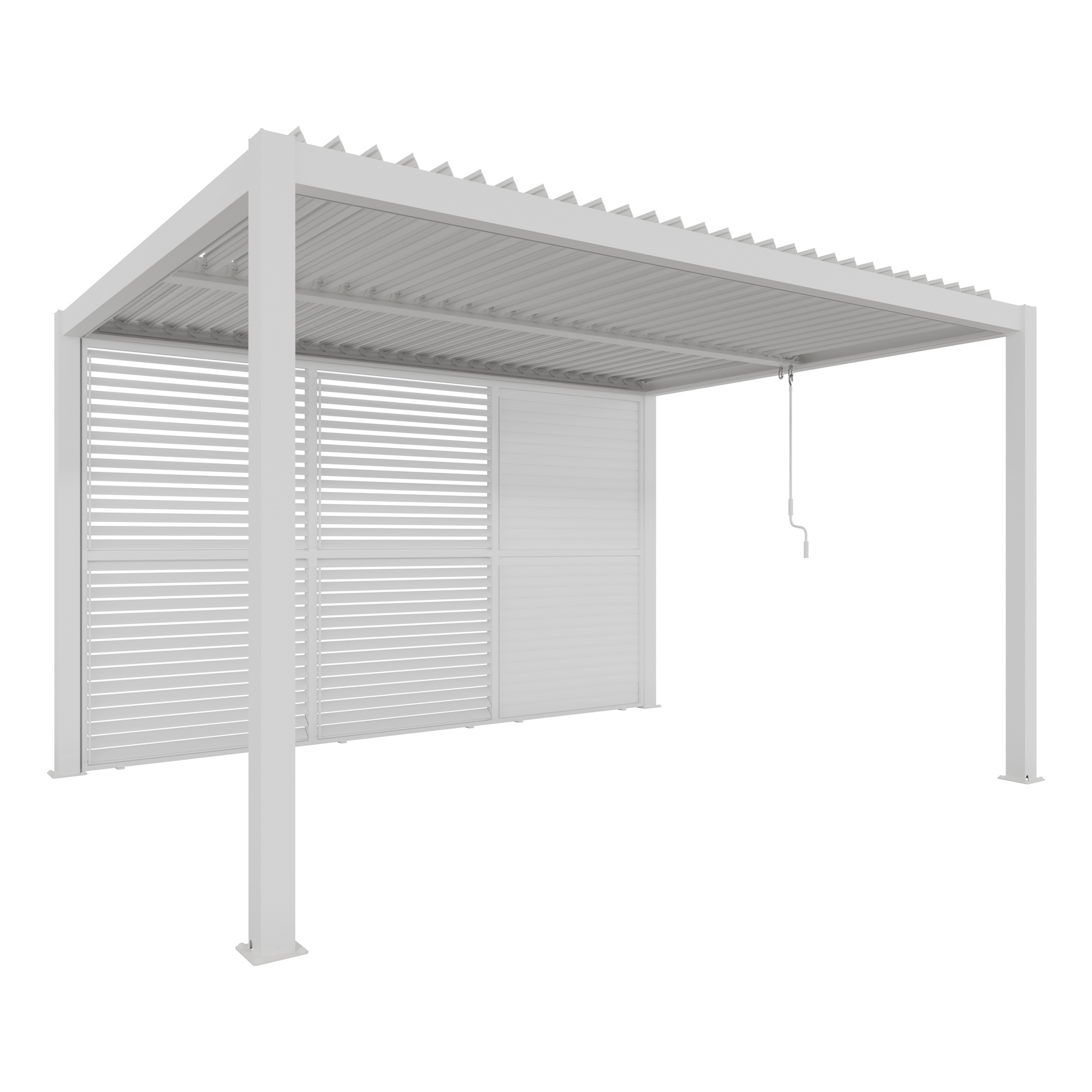 Pergola 'Shade' Aluminium weiß 3 x 4 m manuell inklusive 3 x Lamellenwand 1,23 m (verstellbar)