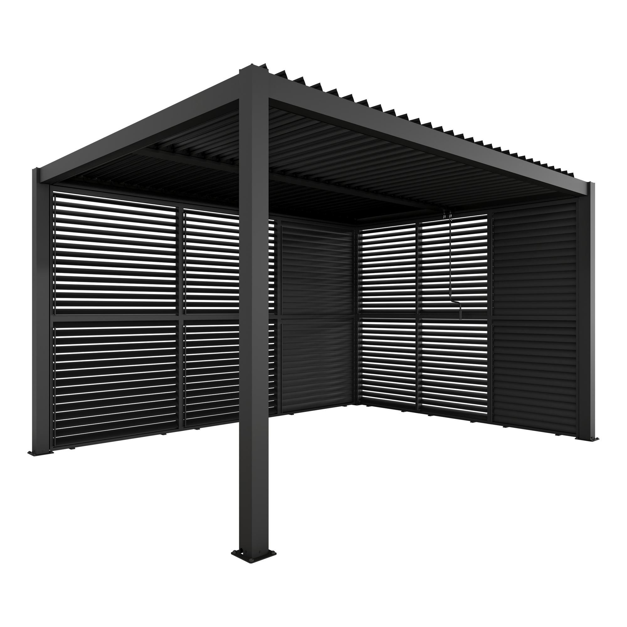 Pergola 'Shade' Aluminium dunkelgrau 3 x 4 m manuell inklusive 3 x Lamellenwand 0,9 m (verstellbar) und 3 x Lamellenwand 1,23 m (verstellbar)