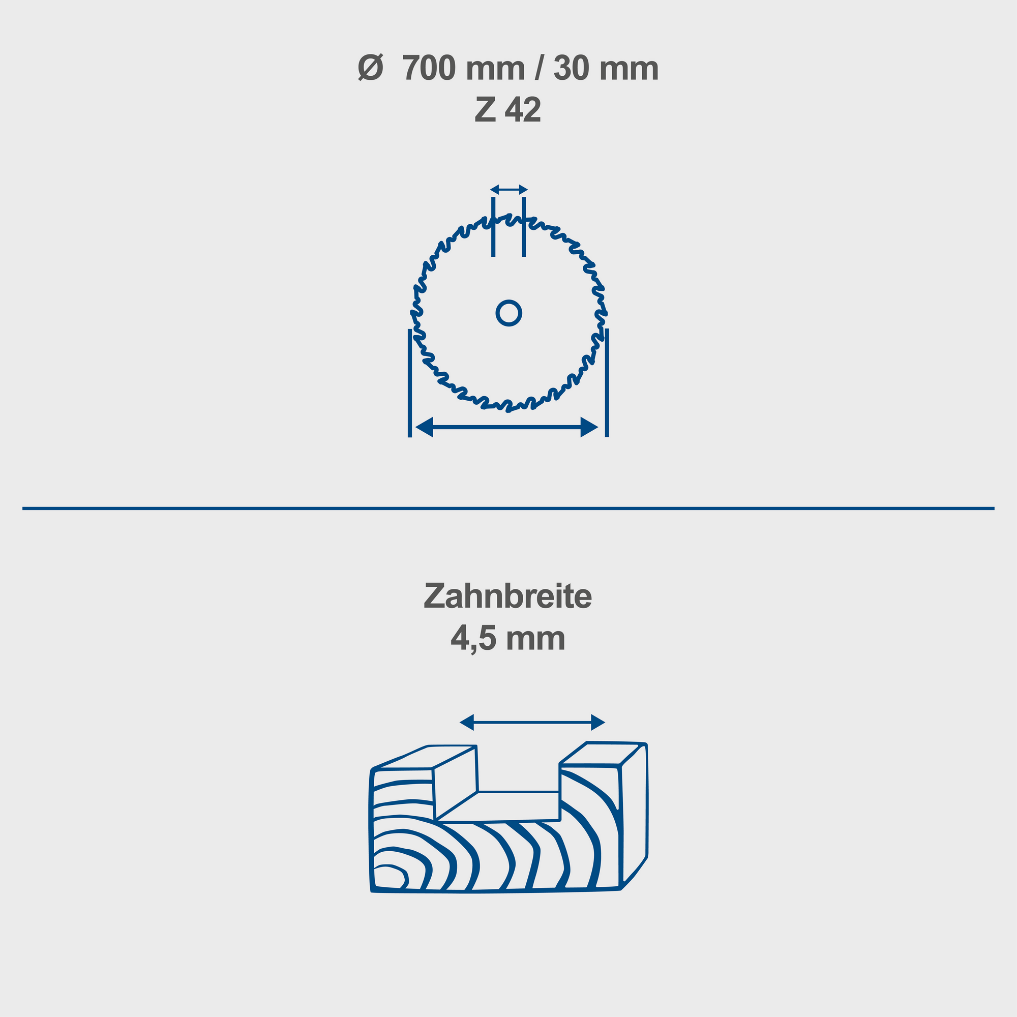Kreissägeblatt 42 Zähne Ø 700 x 30 x 3,2 mm
