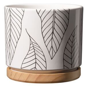 Übertopf 'Oslos Grace' leaves / wood Ø 13 x 12 cm