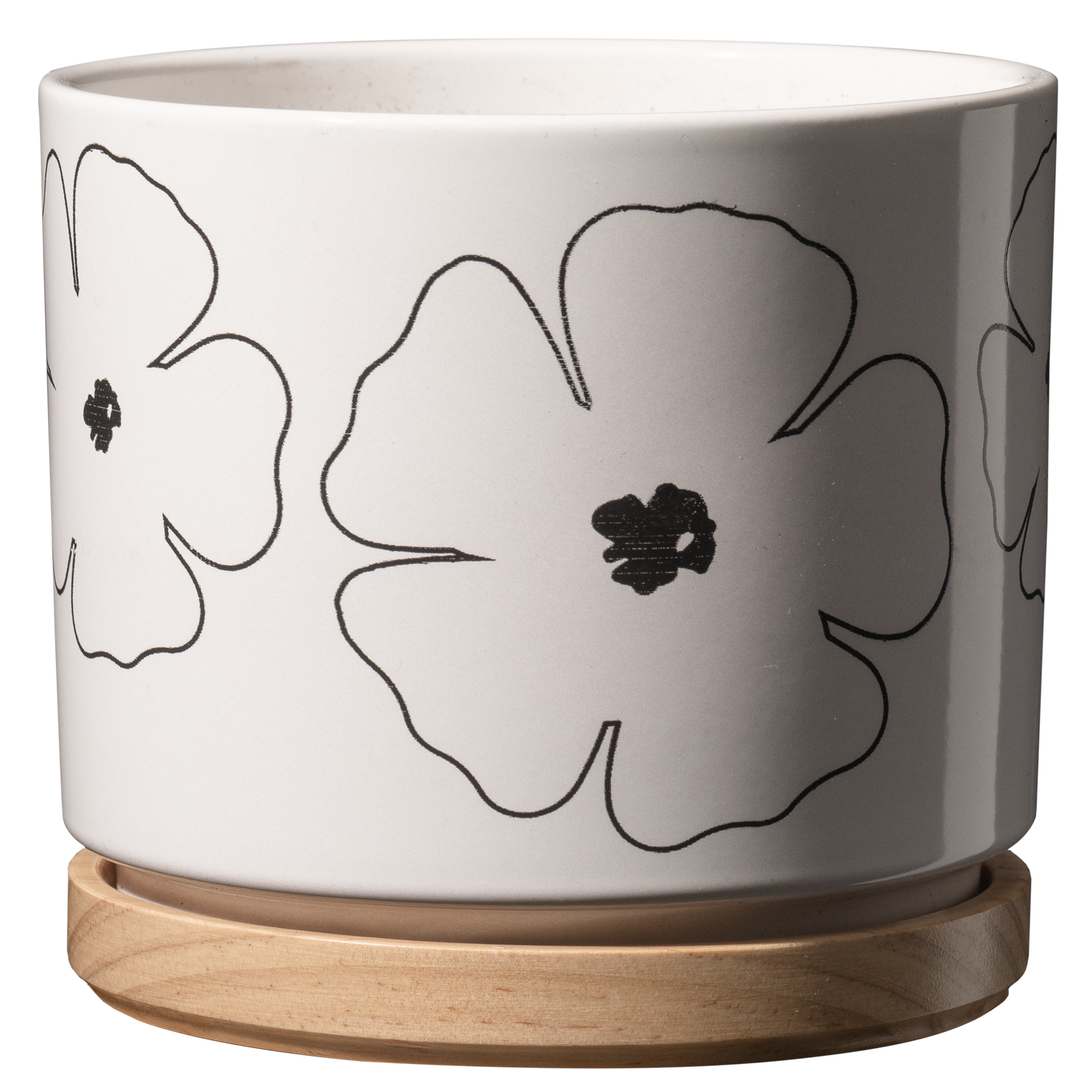 Übertopf 'Oslos Grace' flowers / wood Ø 13 x 12 cm