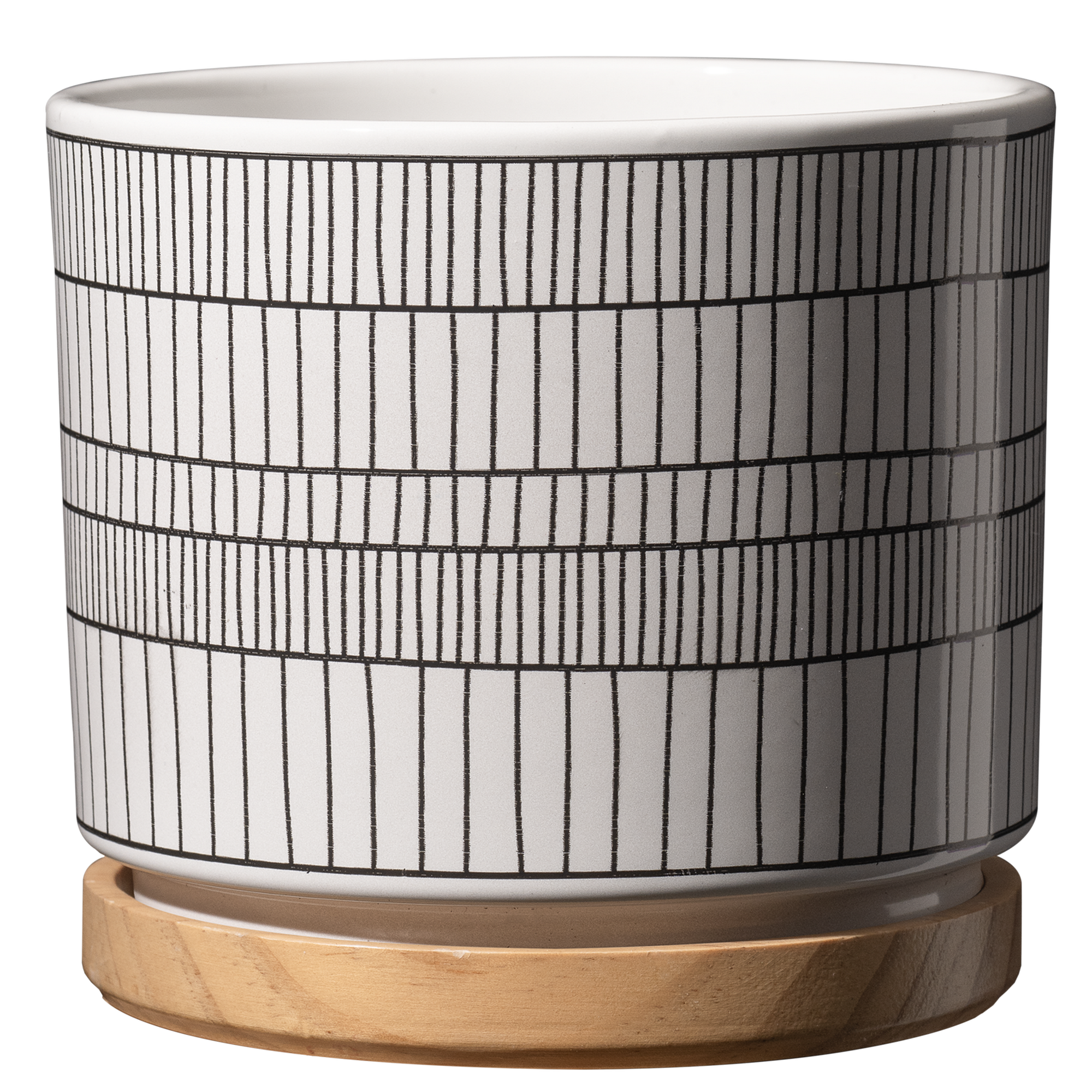 Übertopf 'Oslos Grace' lines / wood Ø 13 x 12 cm
