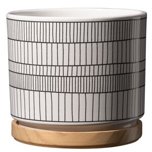 Übertopf 'Oslos Grace' lines / wood Ø 13 x 12 cm
