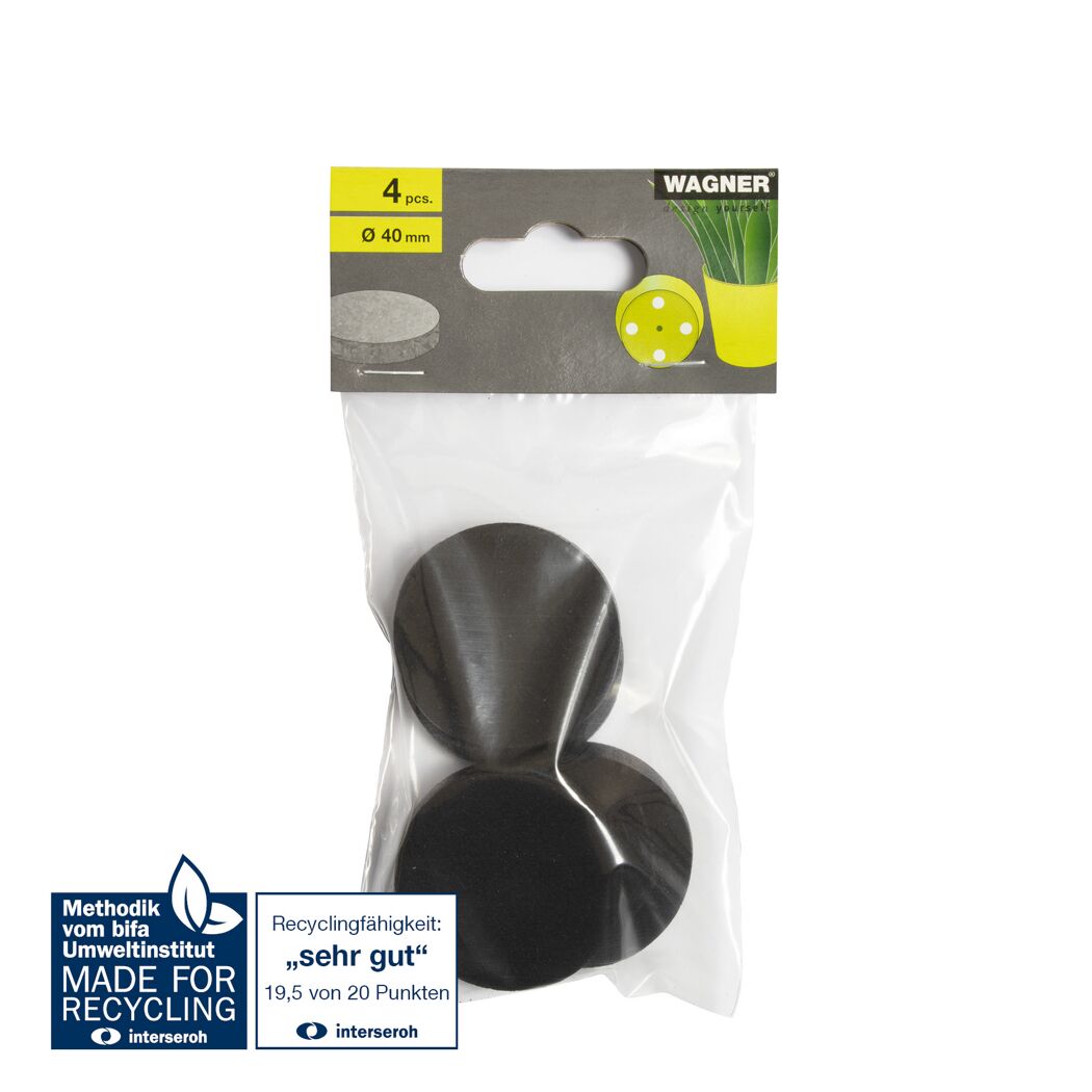 Topffüße 'GH 0801' schwarz Ø 40 x 8 mm 4 Stück