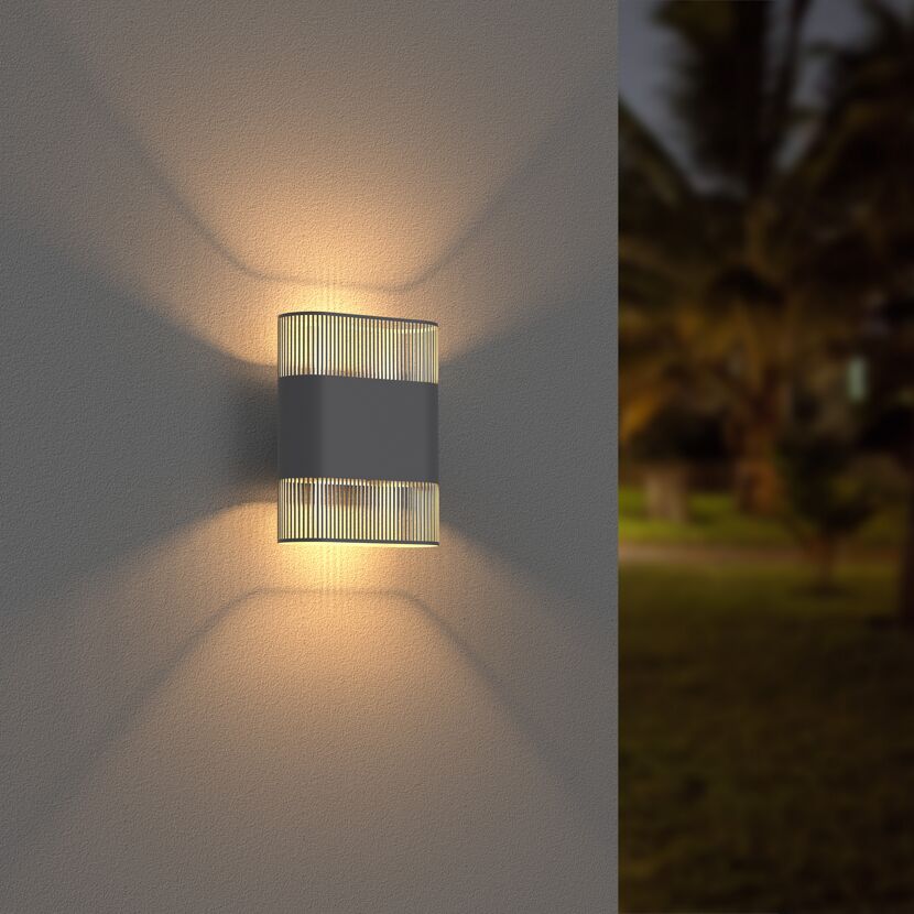 LED-Wandleuchte 'Kairo' grau 25 x 20 x 11 cm