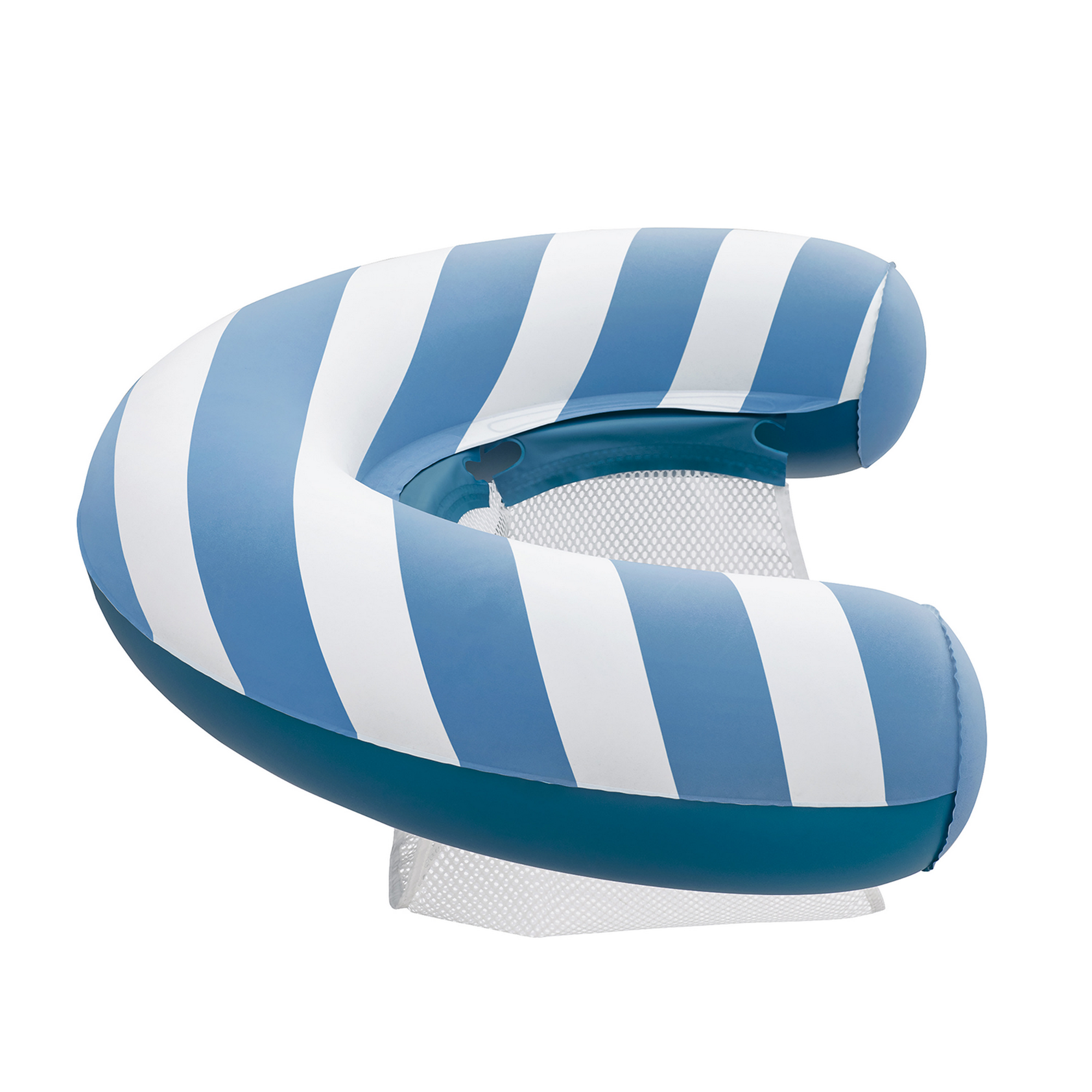 Poolsitz mit Textiloberfläche weiß/blau  96 x 67,5 x 19 cm