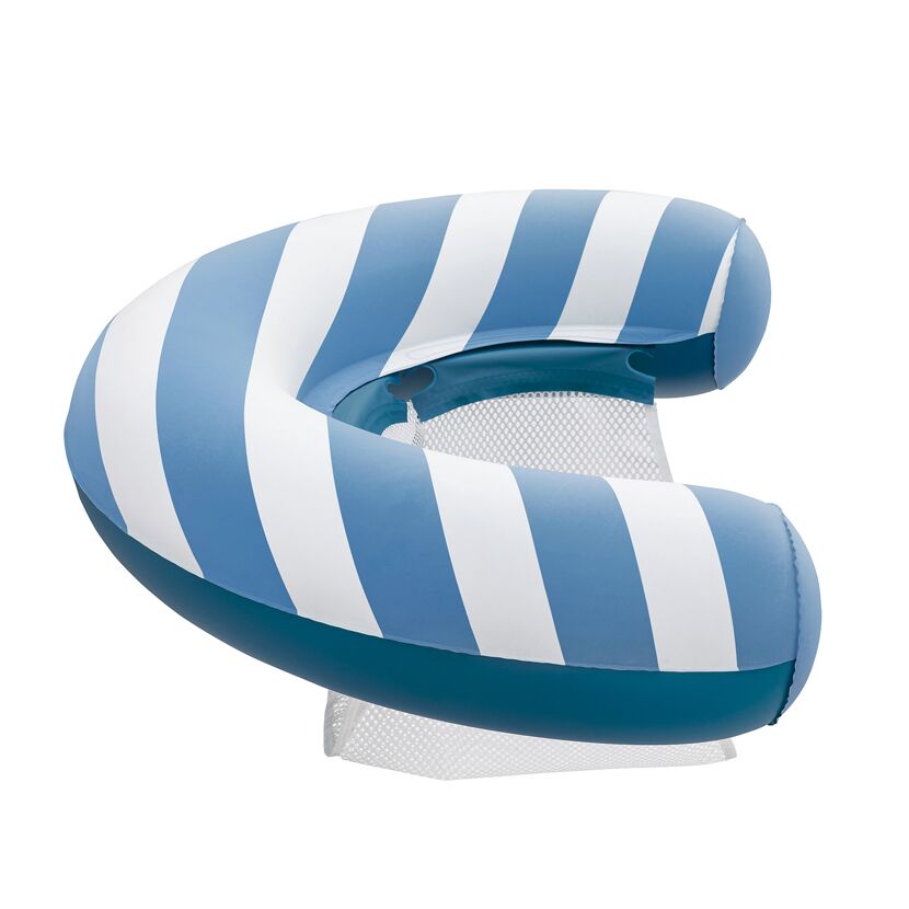Poolsitz mit Textiloberfläche weiß/blau  96 x 67,5 x 19 cm