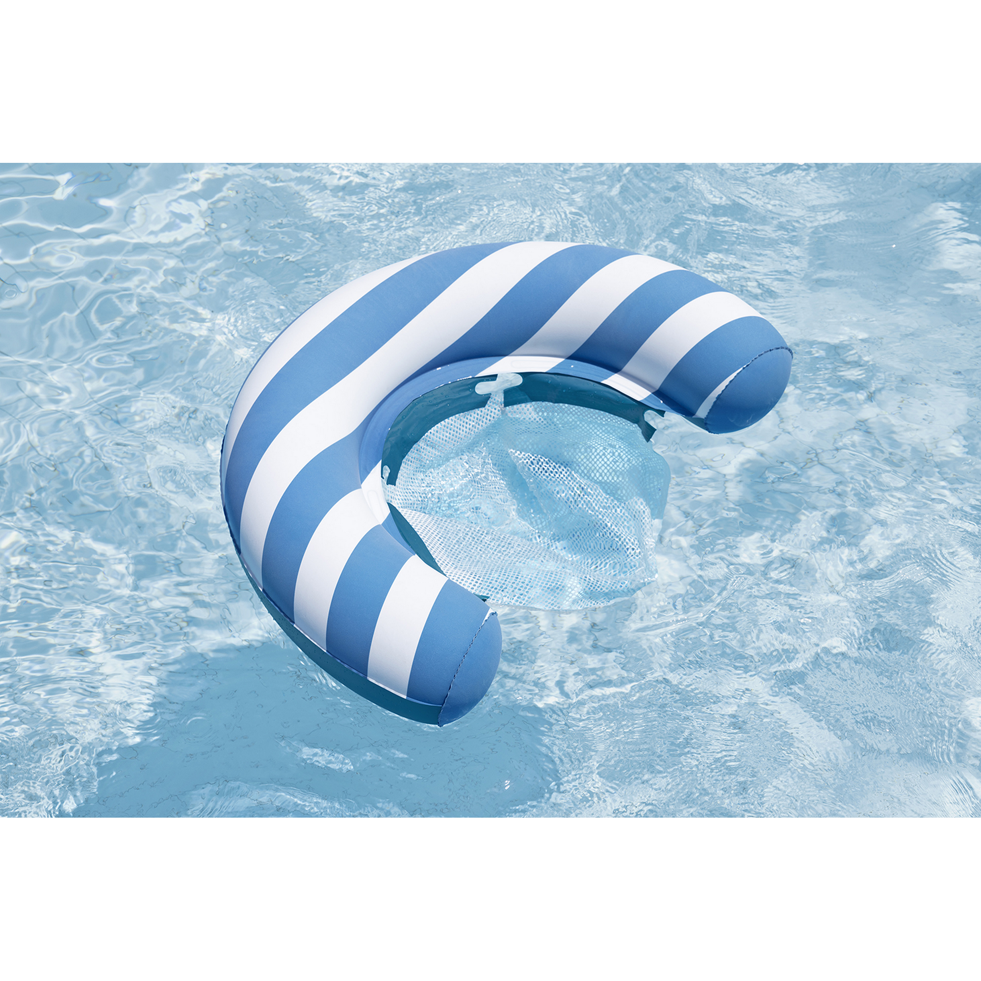 Poolsitz mit Textiloberfläche weiß/blau  96 x 67,5 x 19 cm