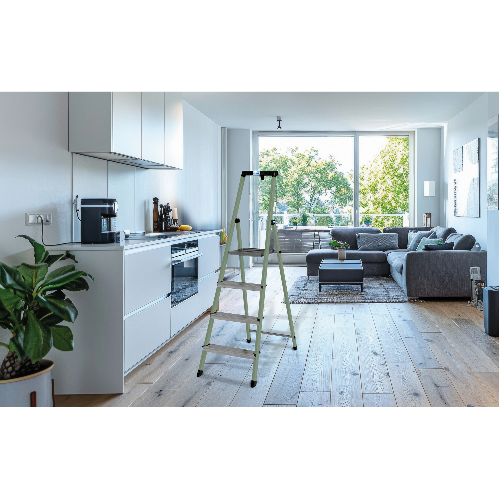 Stufen-Stehleiter 'Safety' 2,85 m grün