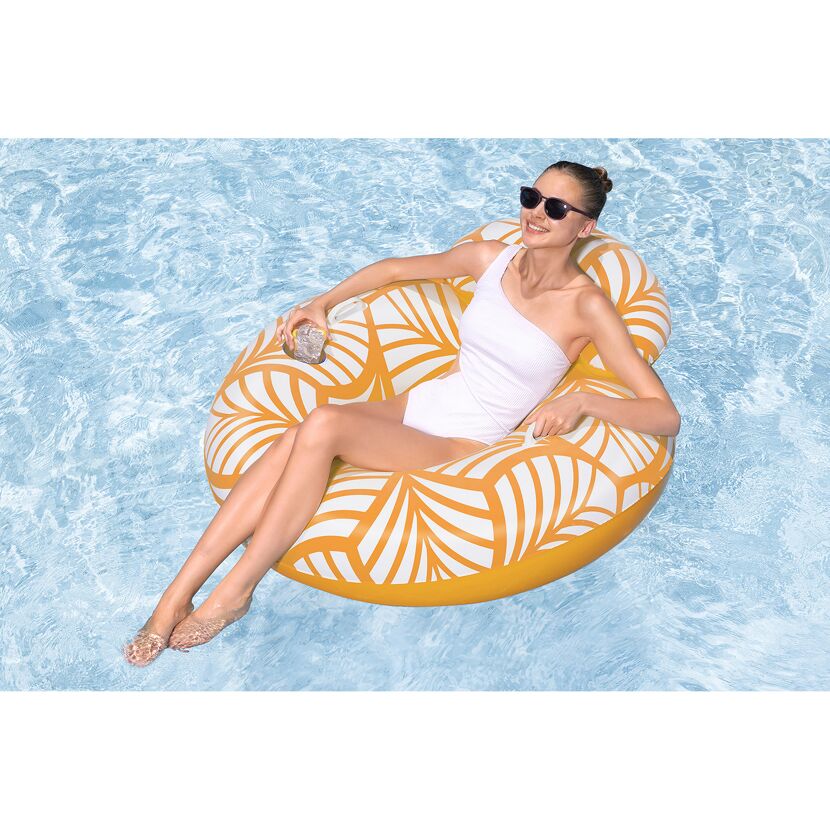 Schwimmring mit Textiloberfläche weiß/gelb Ø 104 x 48 cm