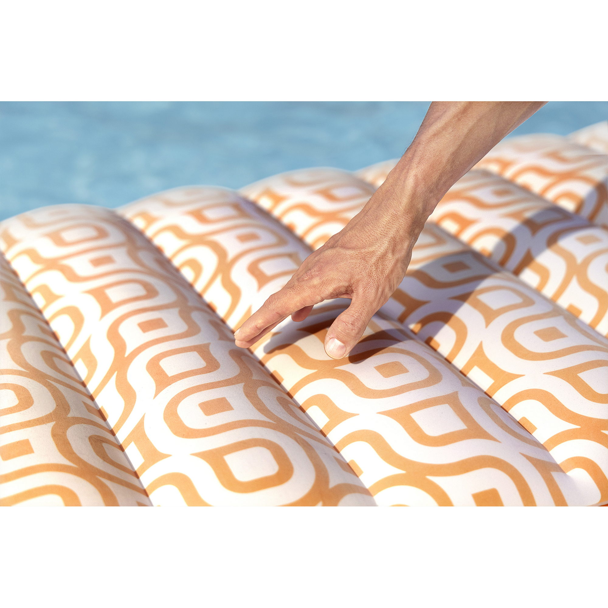 Luftmatratze mit Samtoberfläche weiß/gelb 169 x 77,5  x 30,5 cm