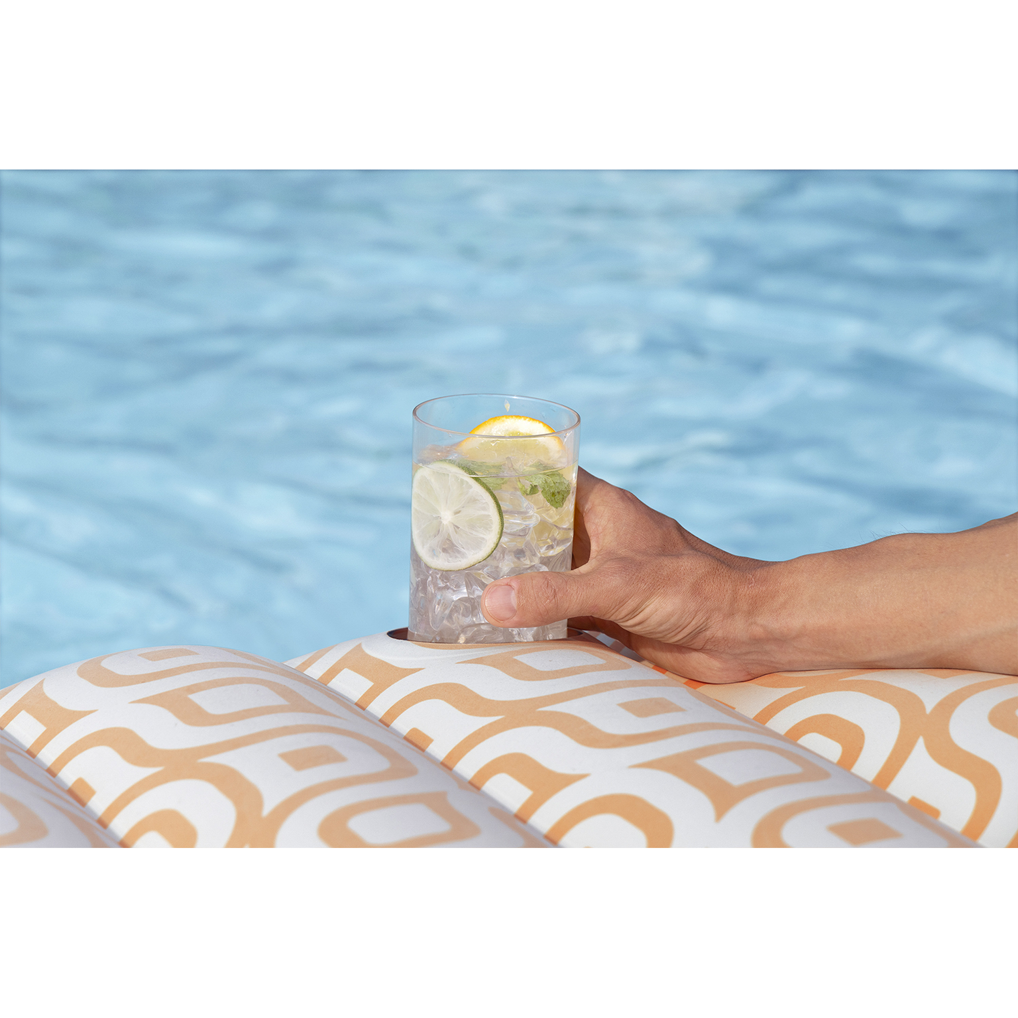 Luftmatratze mit Samtoberfläche weiß/gelb 169 x 77,5  x 30,5 cm