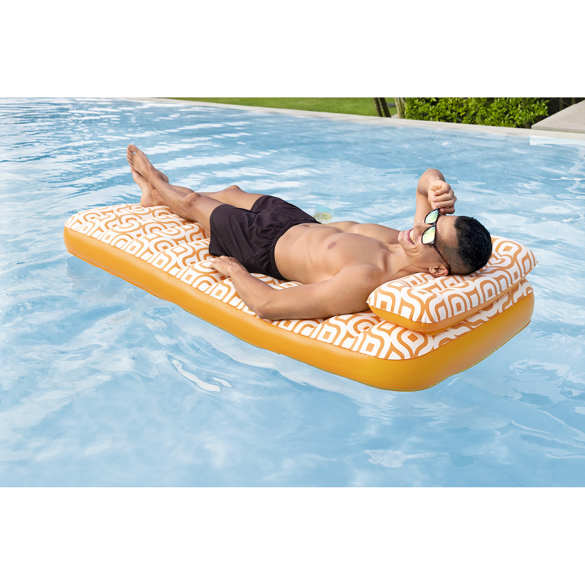 Luftmatratze mit Samtoberfläche weiß/gelb 169 x 77,5  x 30,5 cm