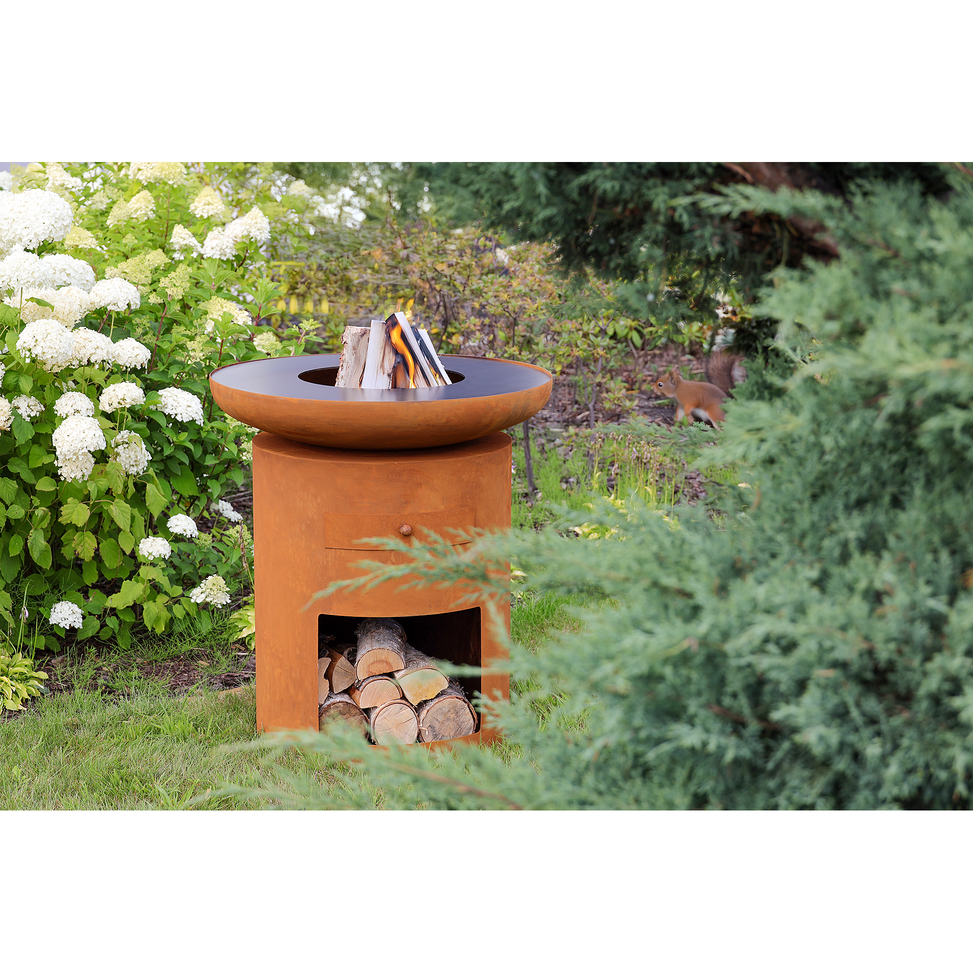 Grillsäule 'Sioux' Stahl rostoptik 80 x 88 x 80 cm