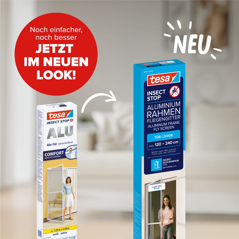 Türfliegengitter 'Comfort' Aluminium Rahmen weiß 120 x 240 cm
