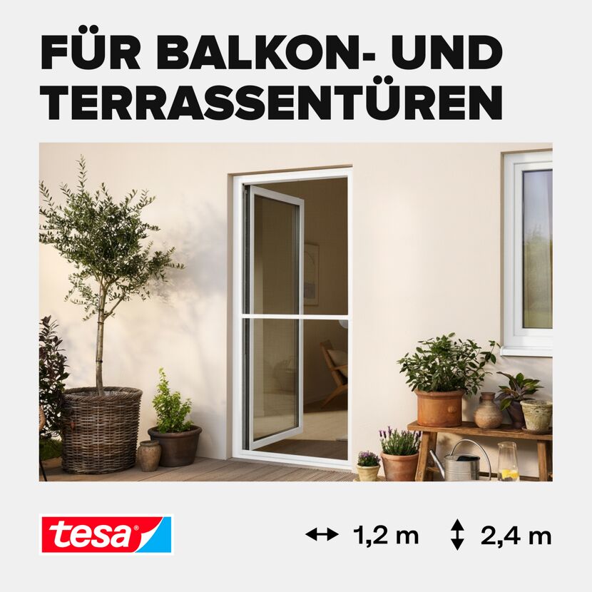 Türfliegengitter 'Comfort' Aluminium Rahmen weiß 120 x 240 cm