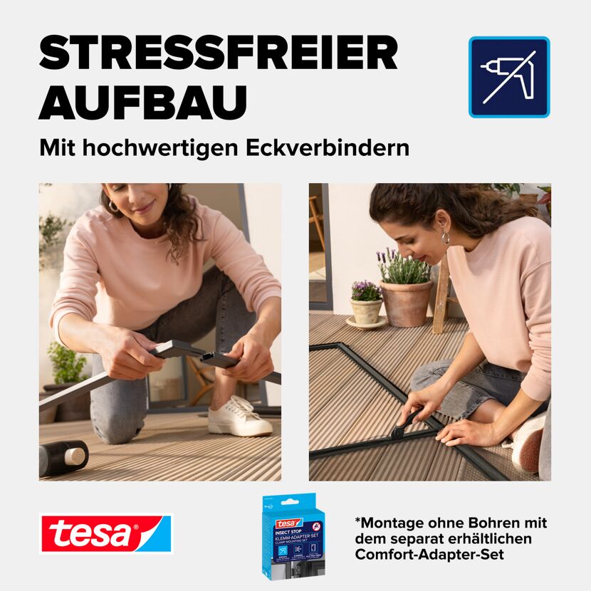 Türfliegengitter 'Comfort' Aluminium Rahmen weiß 120 x 240 cm