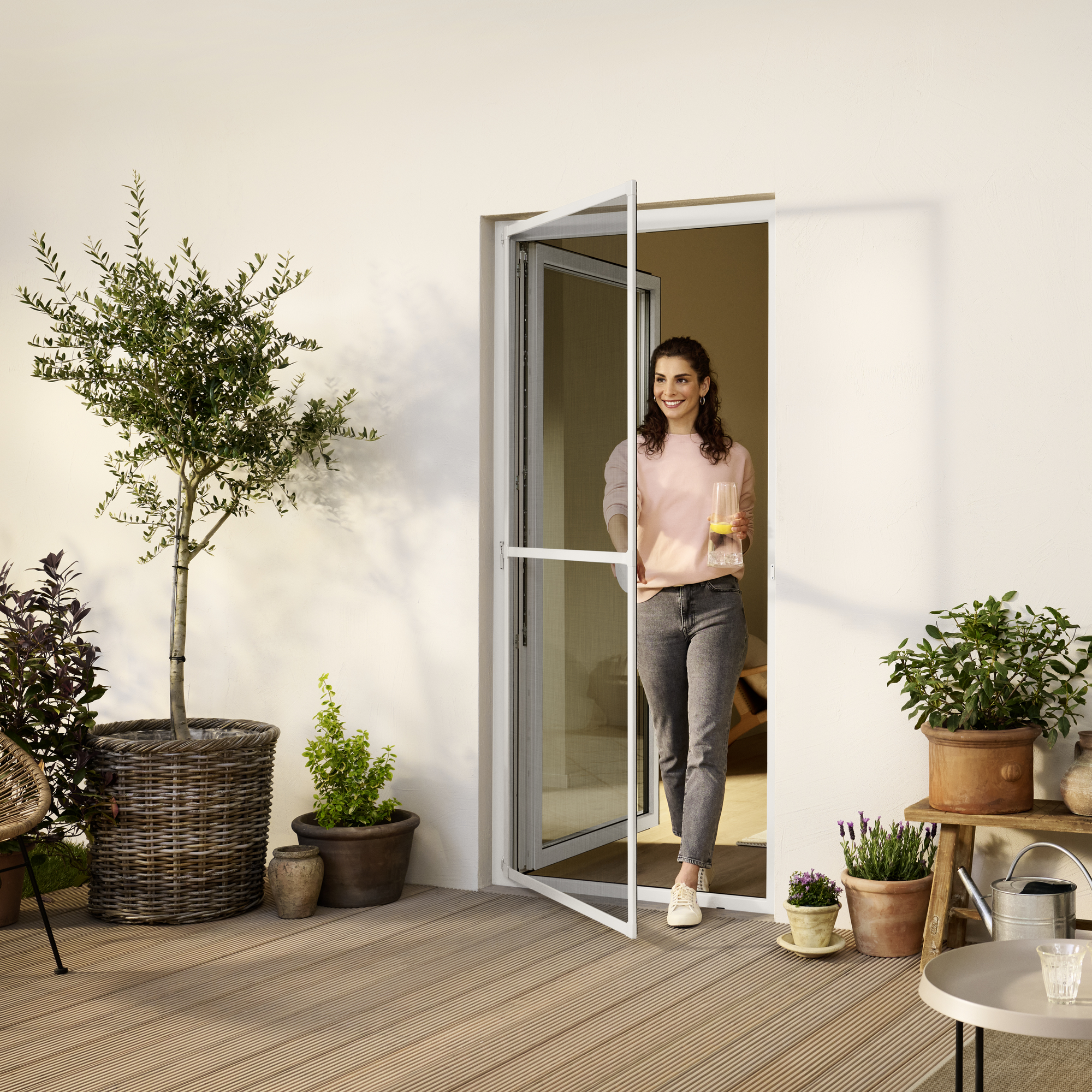 Türfliegengitter 'Comfort' Aluminium Rahmen weiß 120 x 240 cm