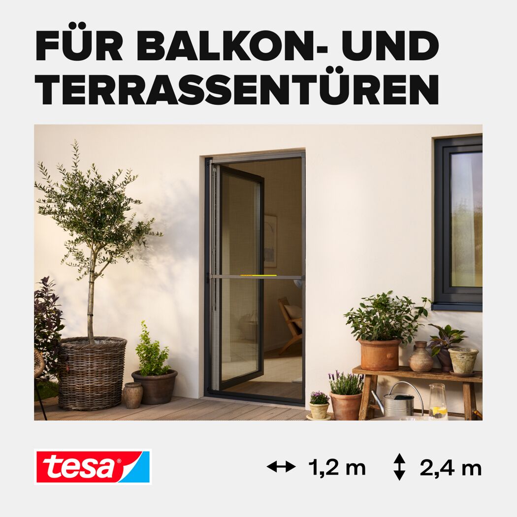 Türfliegengitter 'Comfort' Aluminium Rahmen anthrazit 120 x 240 cm