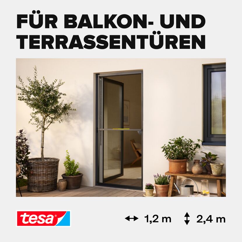 Türfliegengitter 'Comfort' Aluminium Rahmen anthrazit 120 x 240 cm