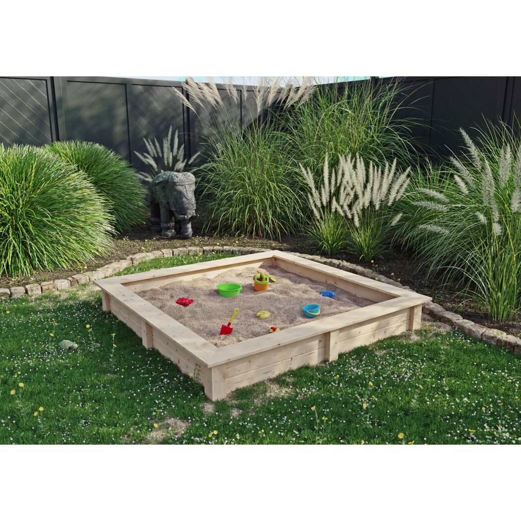 Sandkasten Fichtenholz naturfarben 150 x 24 x 150 cm