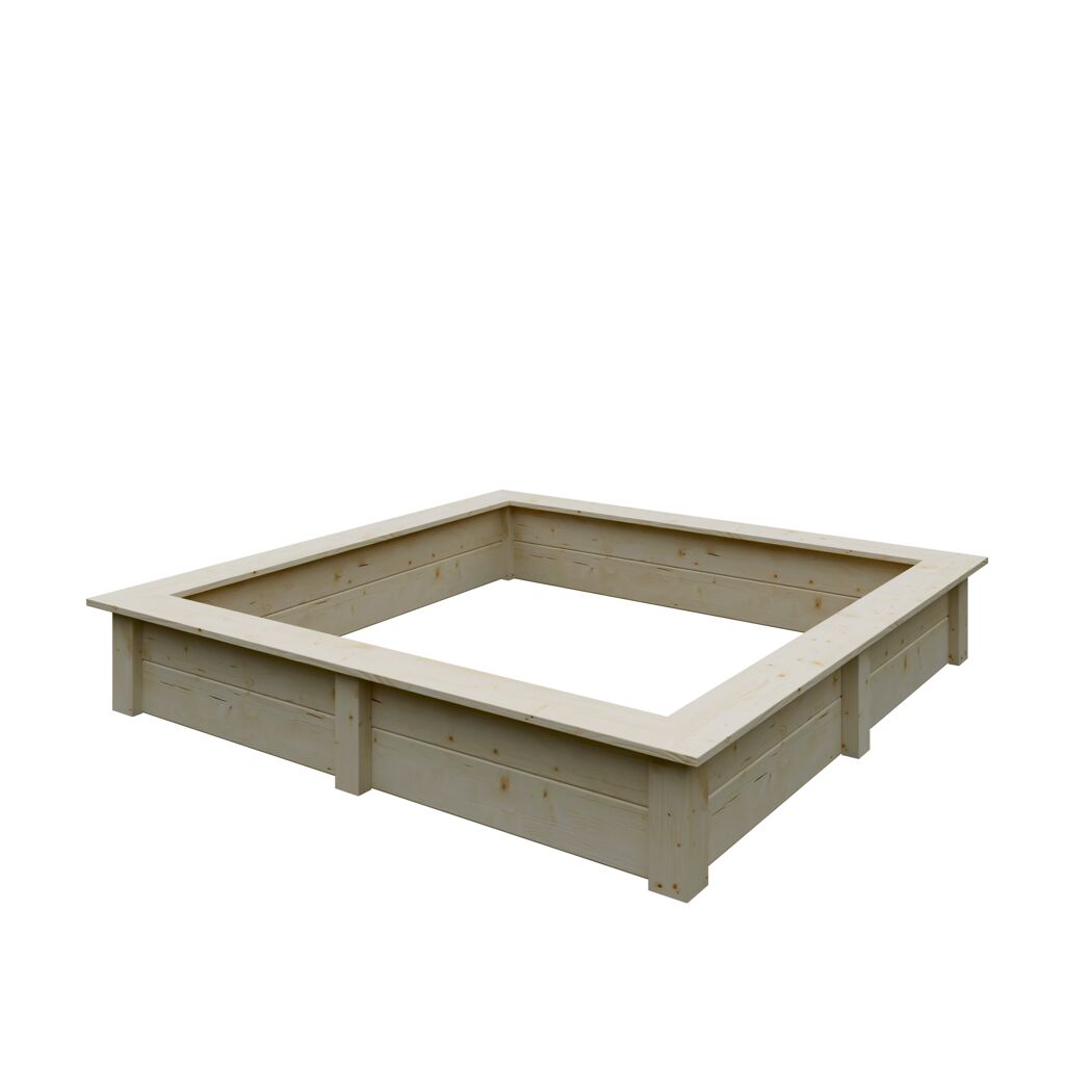 Sandkasten Fichtenholz naturfarben 150 x 24 x 150 cm