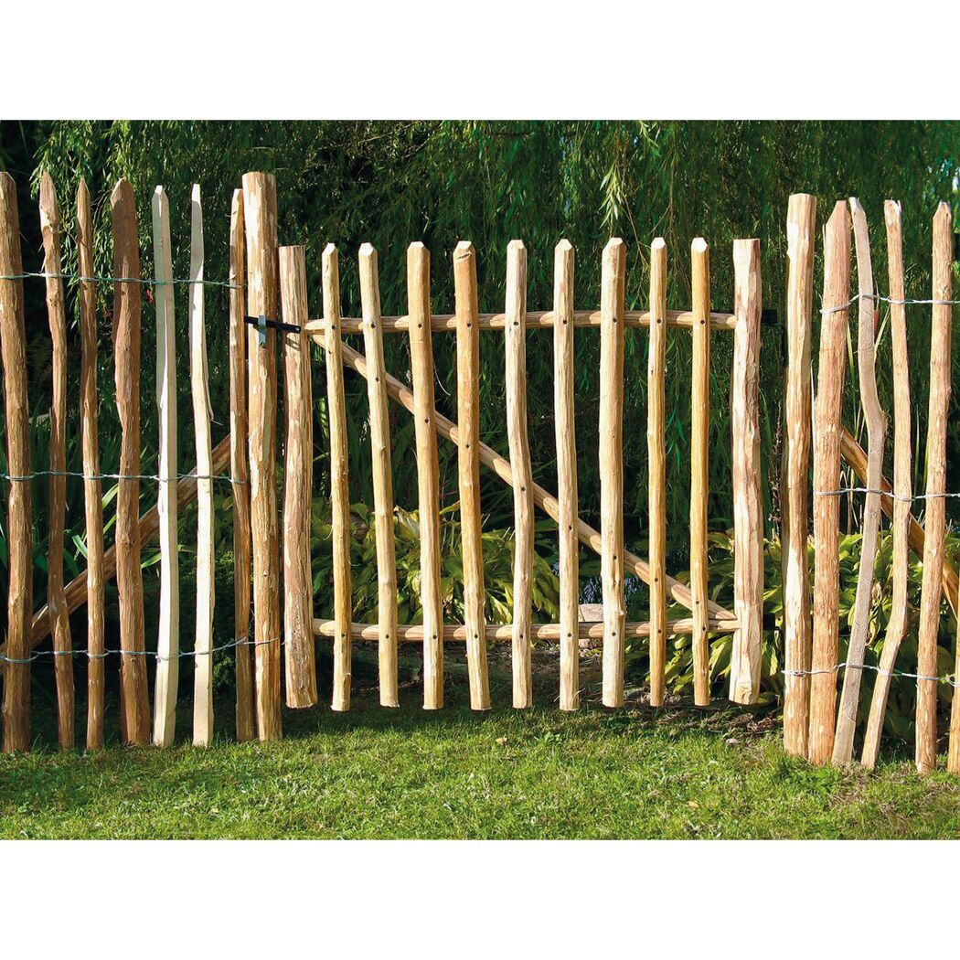 Kiehn-Holz Rollzaun-Einzeltor Haselnussholz 100 x 120 cm