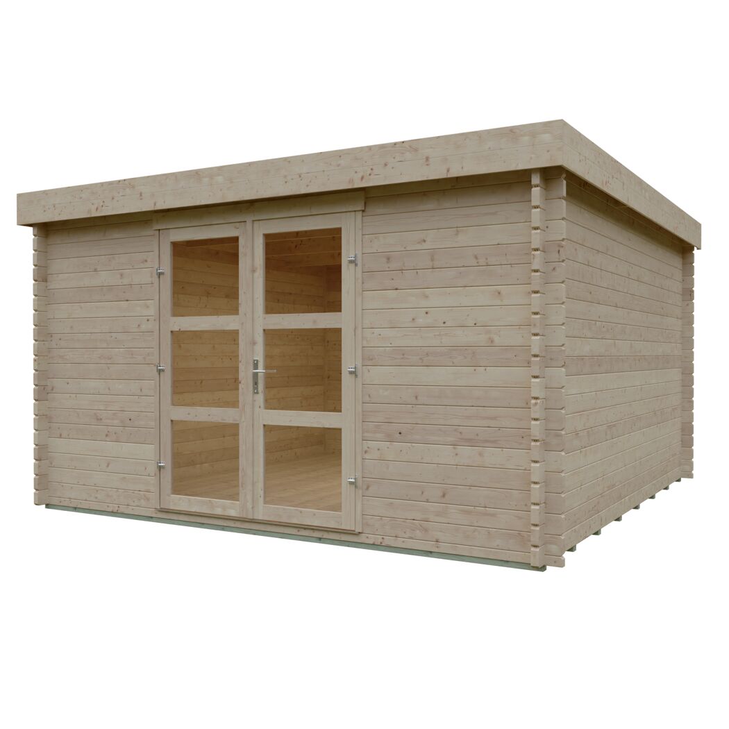 Gartenhaus 'Kiel' Fichtenholz naturfarben 400 x 400 cm
