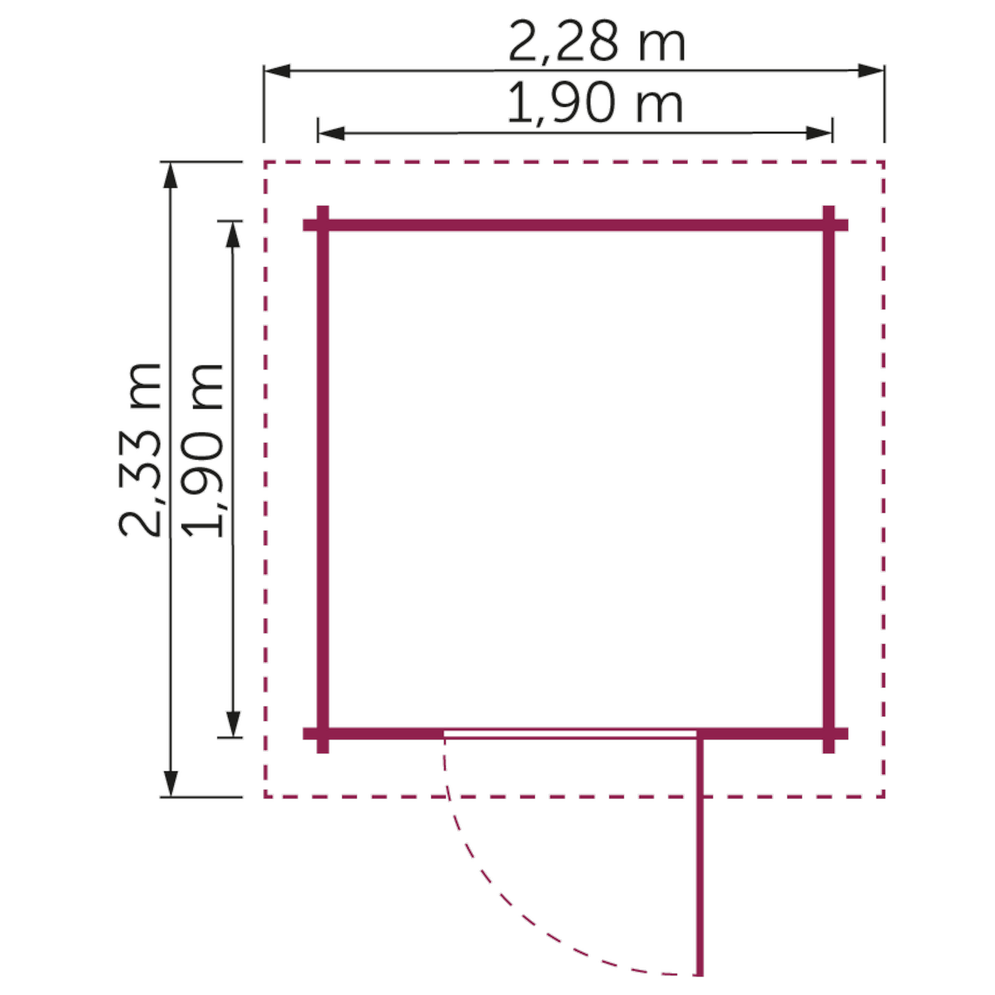 Gartenhaus 'Bonn' Fichtenholz naturfarben 190 x 190 cm