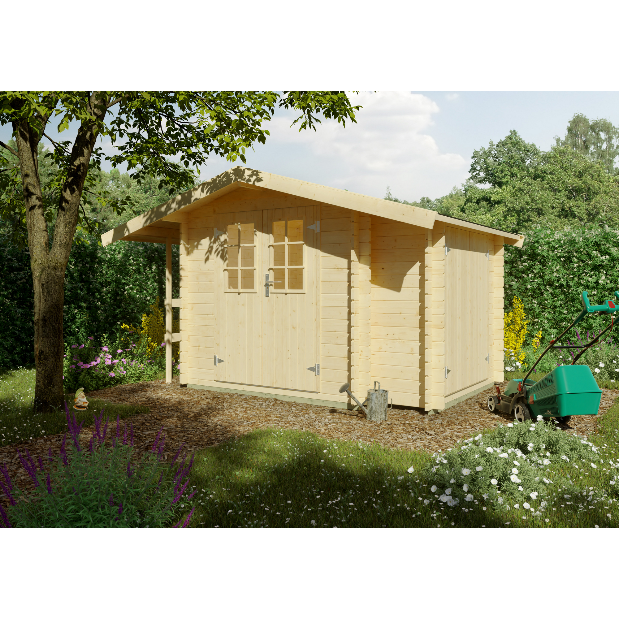 Gartenhaus 'Leverkusen' Fichtenholz naturfarben 210 x 210 cm