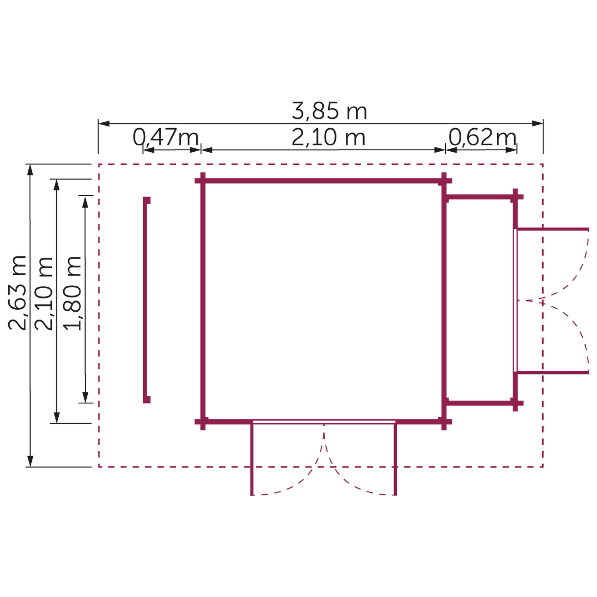 Gartenhaus 'Leverkusen' Fichtenholz naturfarben 210 x 210 cm