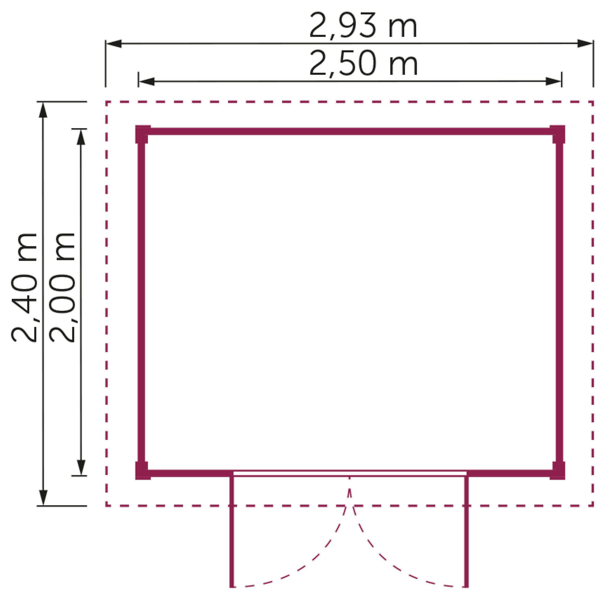 Gartenhaus 'Hannover' Fichtenholz naturfarben 250 x 200 cm
