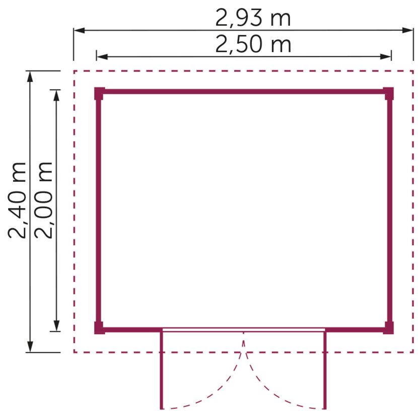 Gartenhaus 'Hannover' Fichtenholz naturfarben 250 x 200 cm