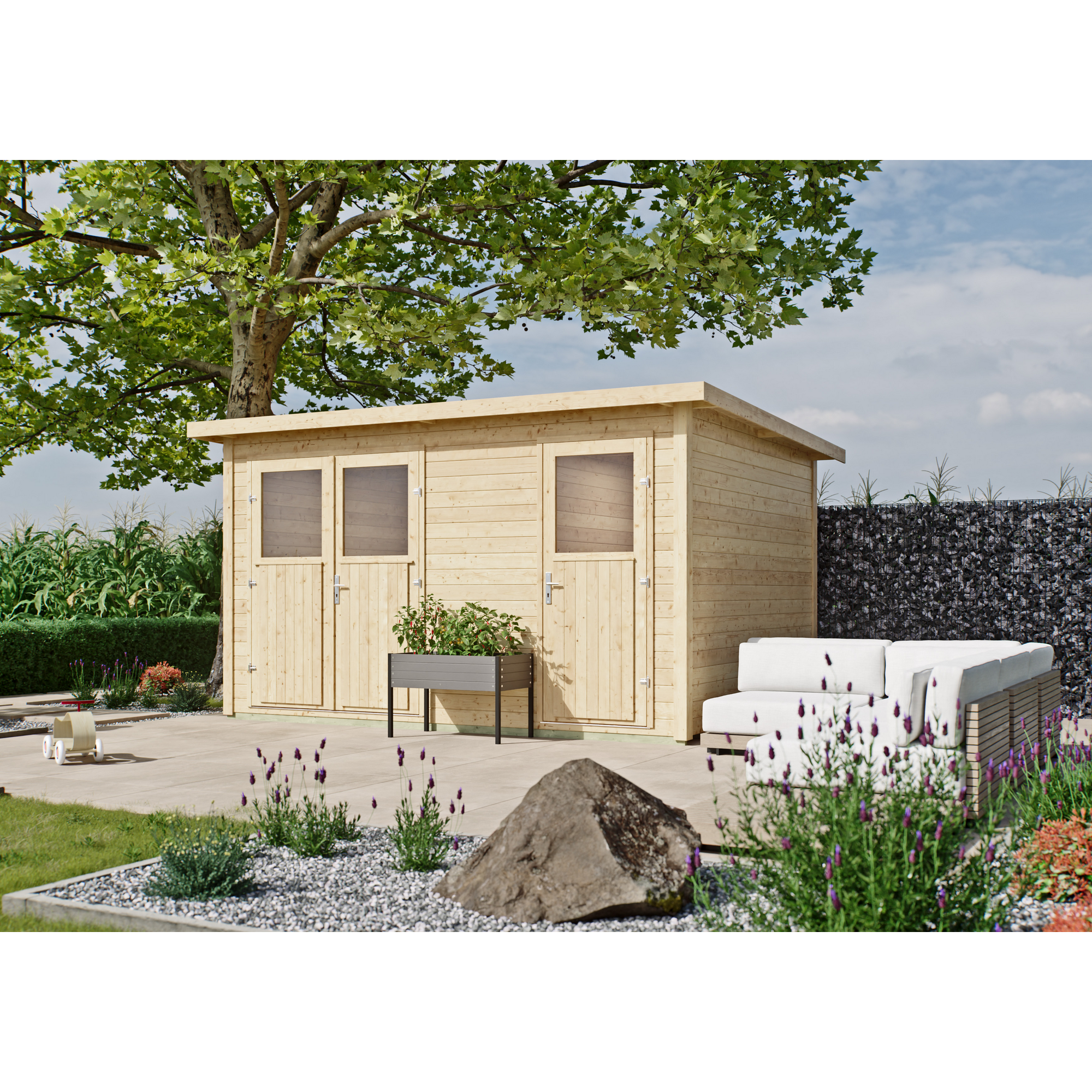 Gartenhaus 'Dresden' Fichtenholz naturfarben 400 x 300 cm