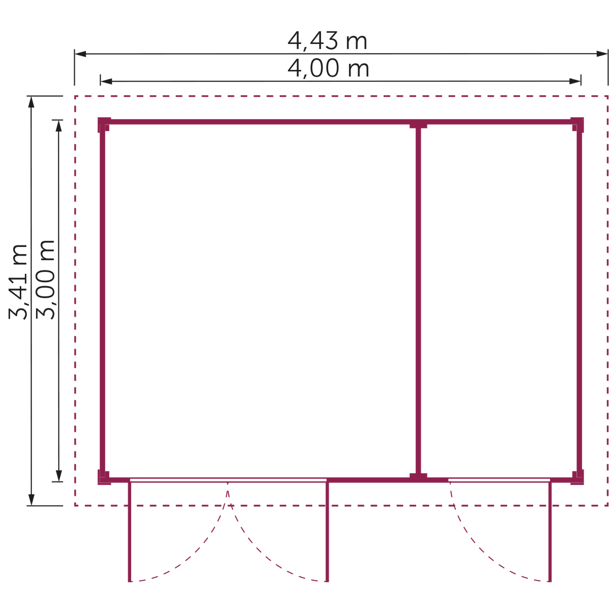 Gartenhaus 'Kassel' Fichtenholz naturfarben 400 x 300 cm