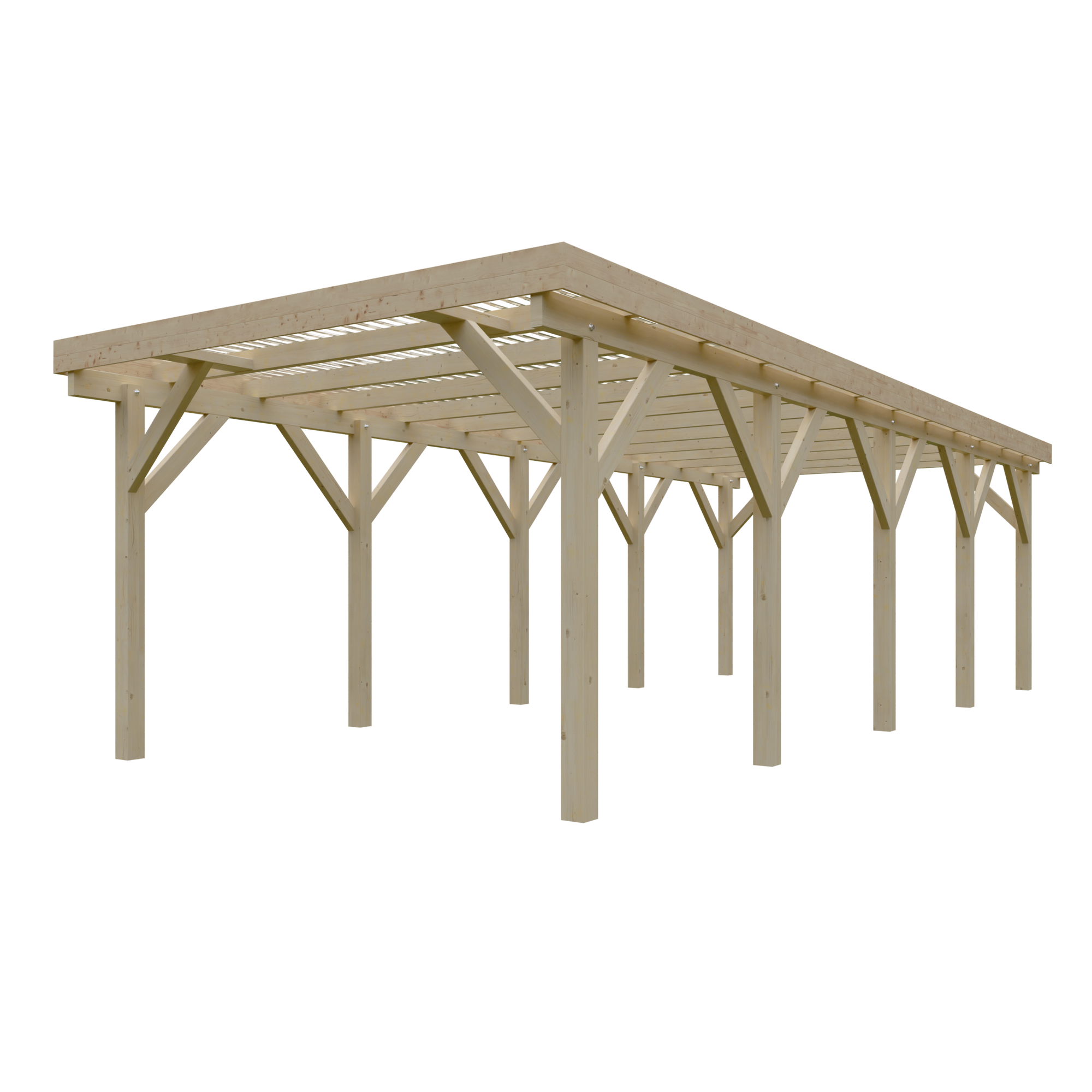 Einzel-Carport Fichtenholz naturfarben 344 x 850 cm