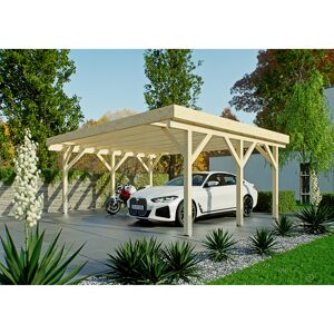 Doppel-Carport Fichtenholz naturfarben 600 x 500 cm