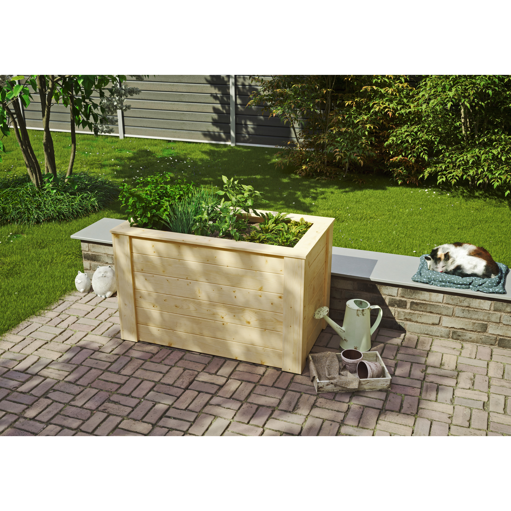 Hochbeet Fichtenholz naturfarben 115 x 70 x 65 cm