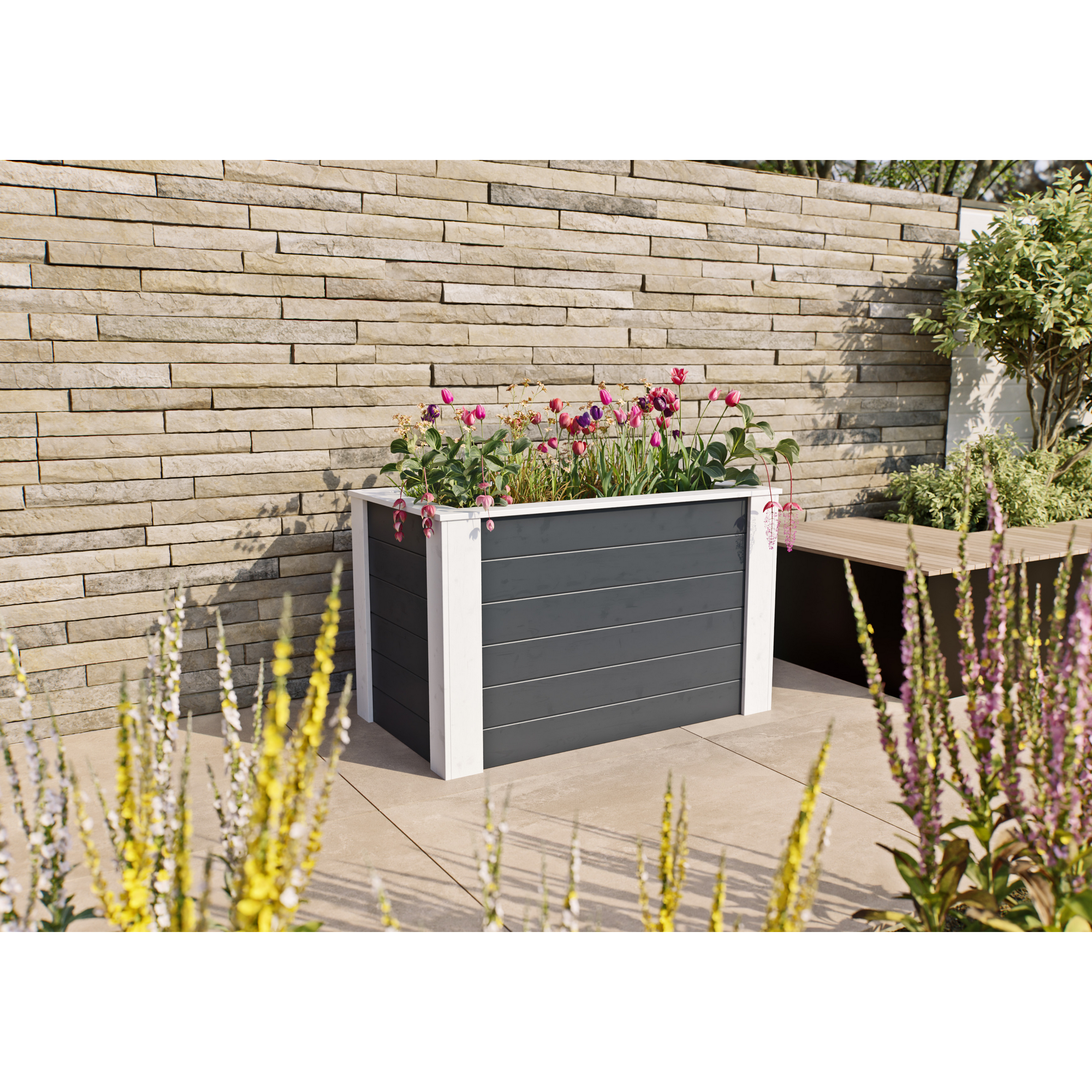 Hochbeet Fichtenholz anthrazit 115 x 70 x 65 cm