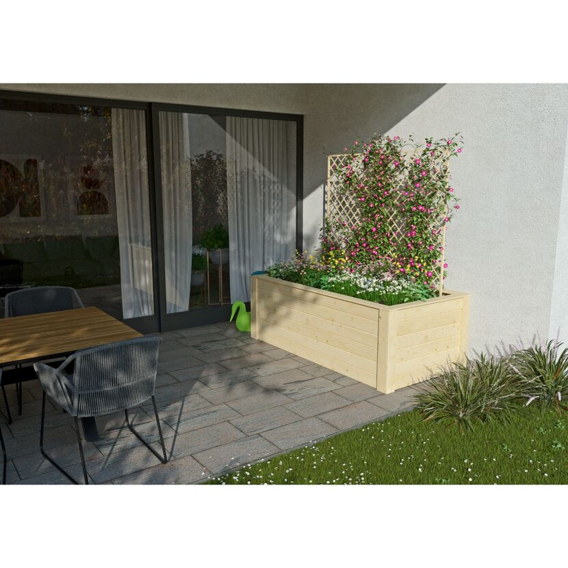 Hochbeet Fichtenholz naturfarben 200 x 70 x 100 cm