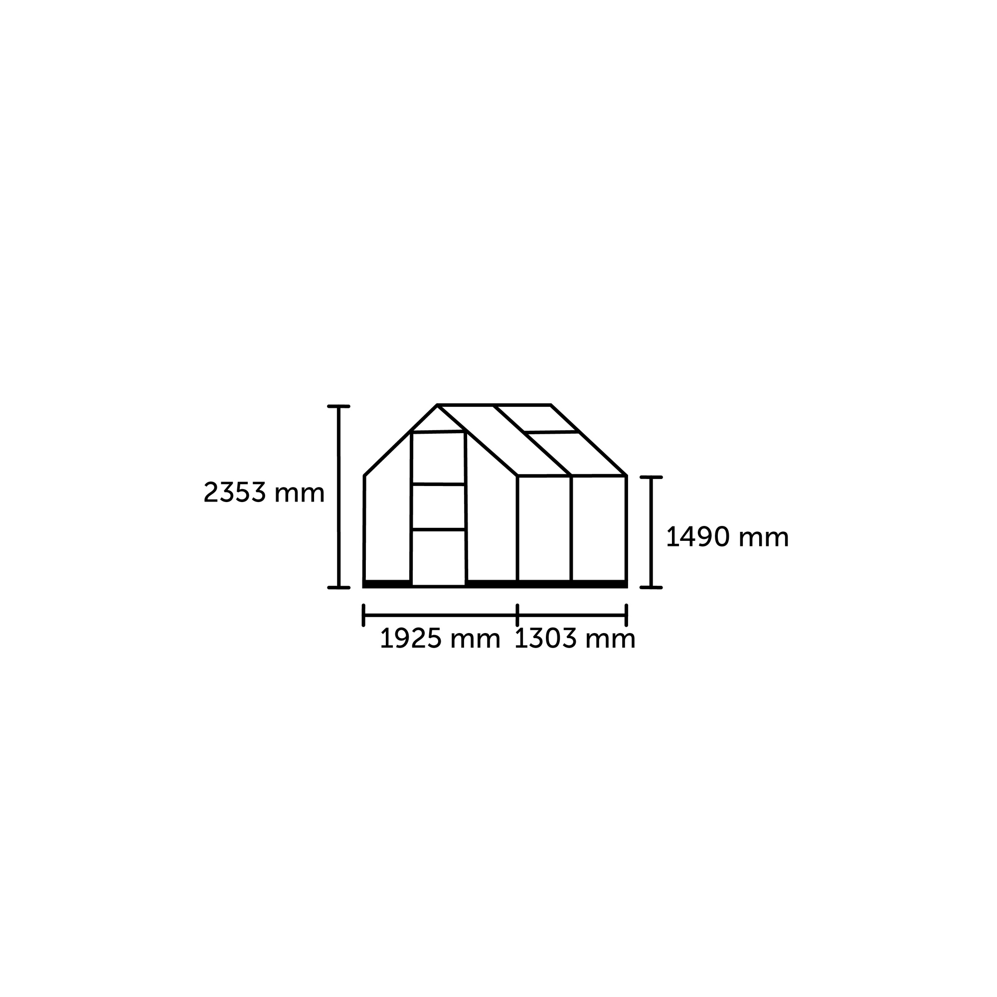 Gewächshaus 'ICON 6' 192,5 x 130,3 cm mit 4 mm Doppelstegplatten aluminiumfarben