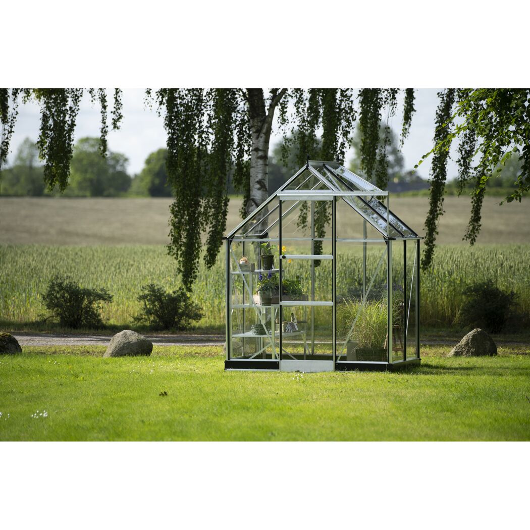 Gewächshaus 'ICON 6' 192,5 x 130,3 cm mit 3 mm Sicherheitsglas aluminiumfarben