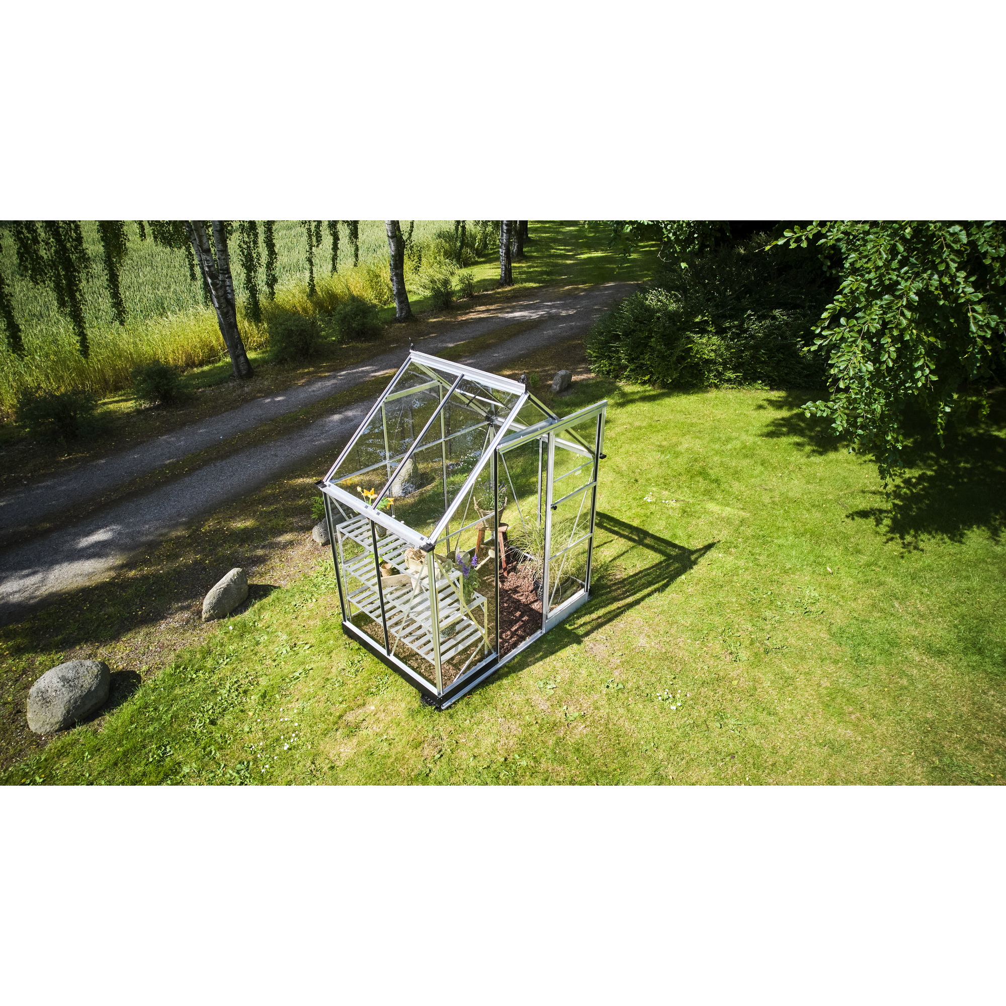 Gewächshaus 'ICON 6' 192,5 x 130,3 cm mit 3 mm Sicherheitsglas aluminiumfarben