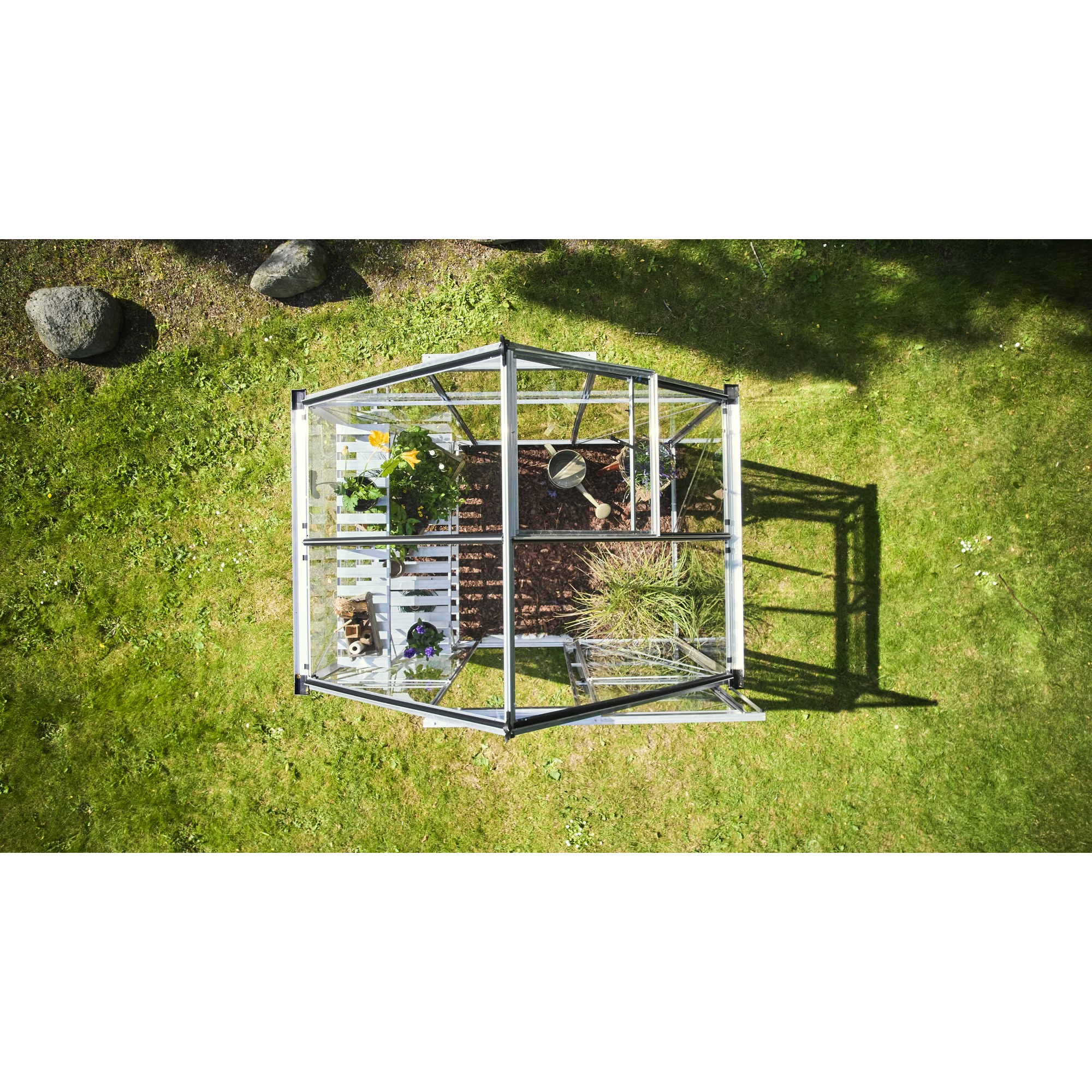 Gewächshaus 'ICON 6' 192,5 x 130,3 cm mit 3 mm Sicherheitsglas aluminiumfarben